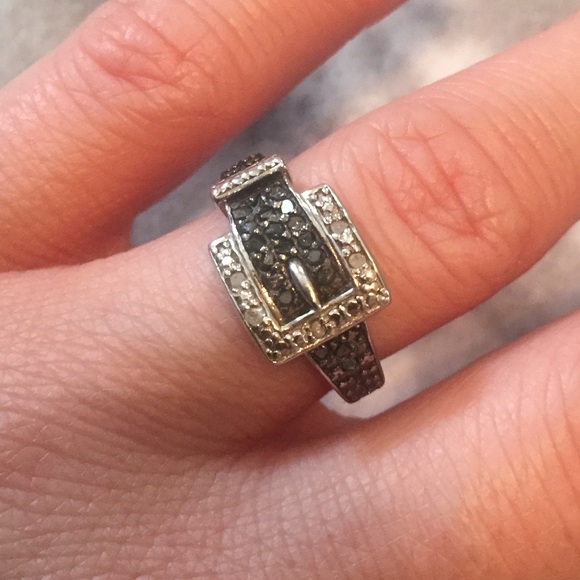 Jewelry - Black and White Belt Buckle Fashion Ring